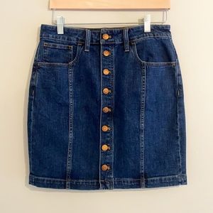 Madewell Button Front Jean Skirt Dark Wash 28